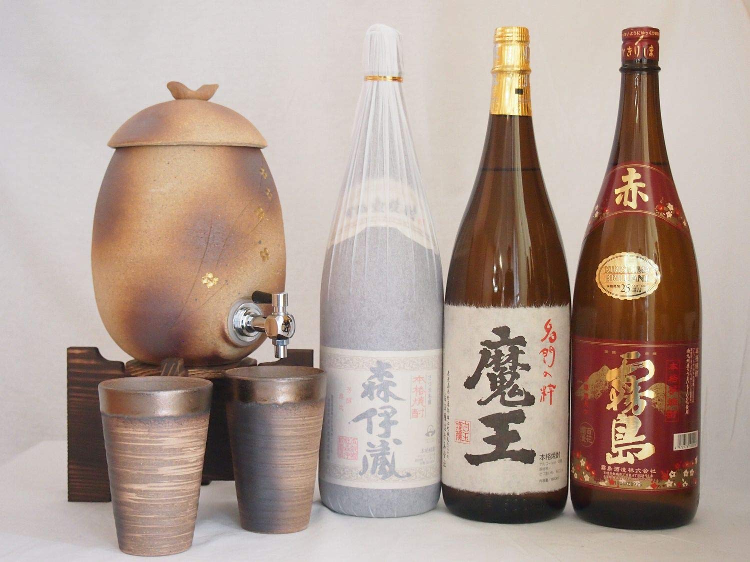 Amazon.co.jp: 信楽焼・明山窯 焼酎サーバー 火色金小紋 2200cc(滋賀